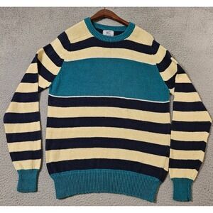 Vintage Izod Lacoste Sweater Men's XL Linen Cotton Multicolor Block Striped 70's